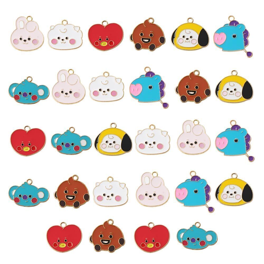 1870 28 pcs Exquisite Cute Cartoon Animal Theme Alloy Enamel Charms Bear